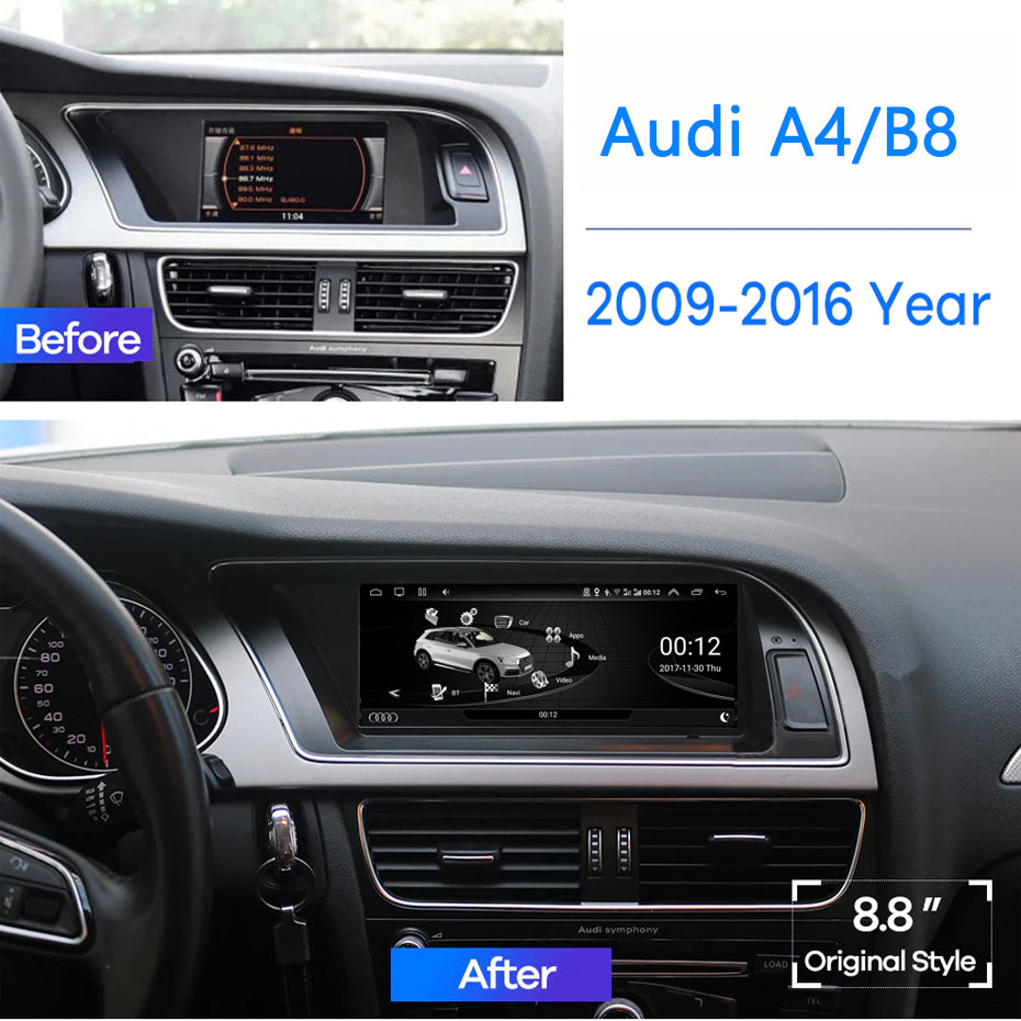 8.8 Android Car Radio Multimedia For Audi A4 B8 2009-2016 Stereo Carplay Screen Navigation WIFI Bluetooth GPS Monitor