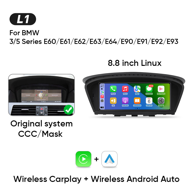 Ainavi 8.8 inch Car radio for BMW 5 Series E60 E61 E90 E91 multimedia wireless carplay android auto head unit CCC CIC System